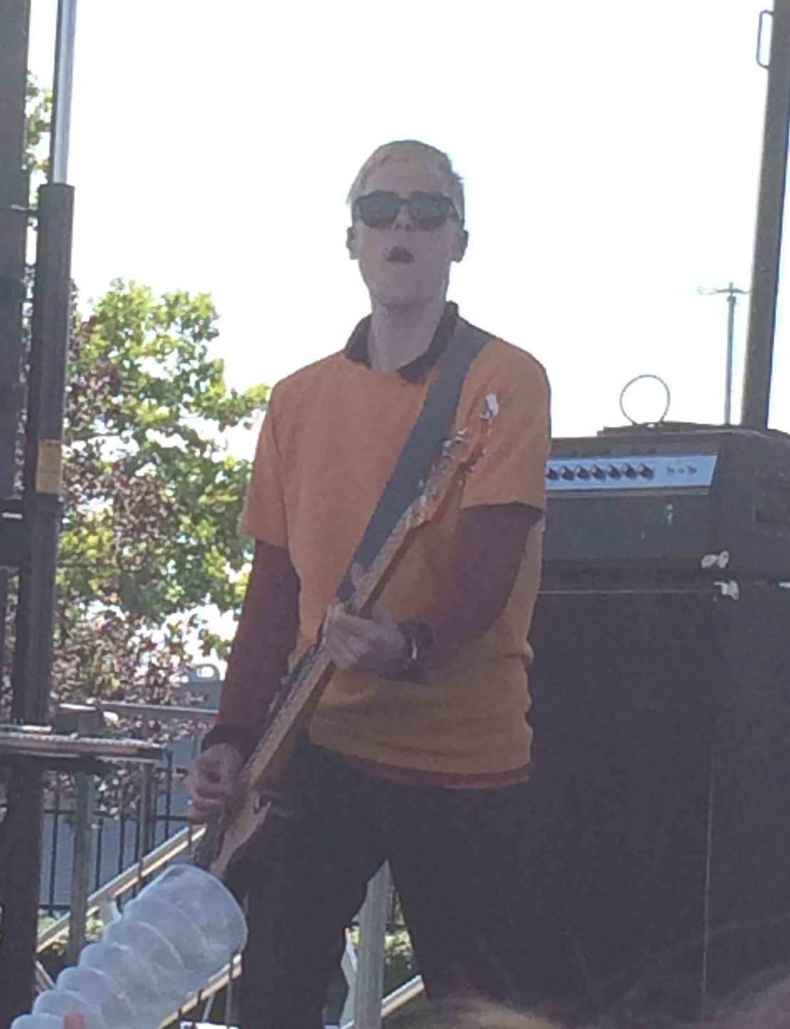 Dreamers Bassist wearing long sleeves.
